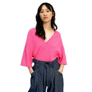 Humanoid Womens Hot Pink Wicki Merino Wool Knit Wide Sleeve Top Size XS